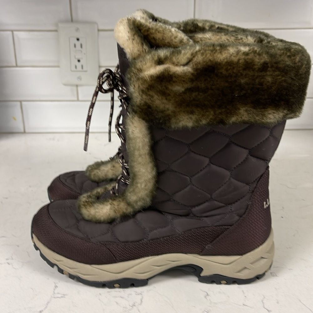 L. L. Bean Faux Fur Winter Snow Bootss Size 8.5 Brown - Picture 4 of 16